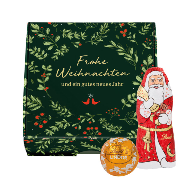 Klappbox S, Lindt Mischung | 4 Lindt LINDOR Minikugeln & 1 Lindt Weihnachtsmann, 28 g