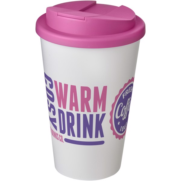 Tazza termica Americano® da 350 ml con coperchio ermetico - Bianco / Magenta