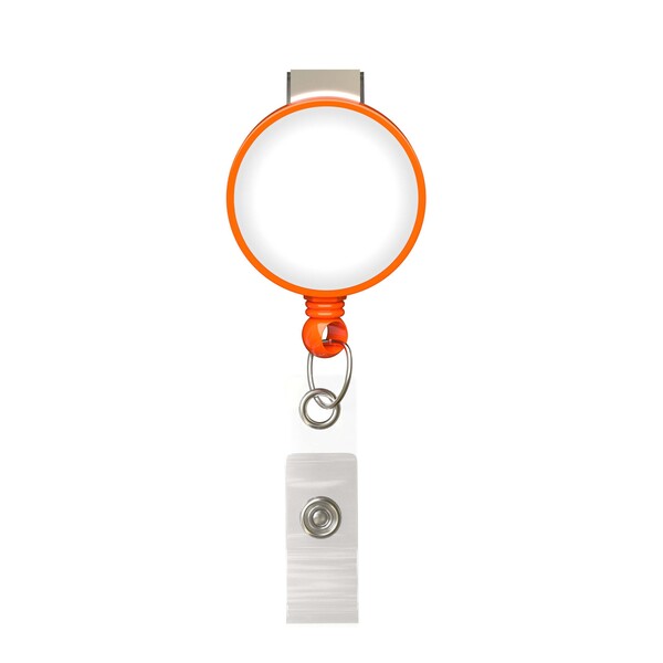 Zatahovací naviják kulatého tvaru s logem ⌀2,8 cm - Plnobarevné / Orange / Klipsna