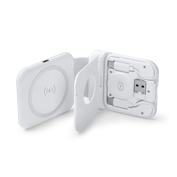 Cargador inalámbrico plegable personalizado 3 en 1 15W para smartphone, auriculares y smartwatch