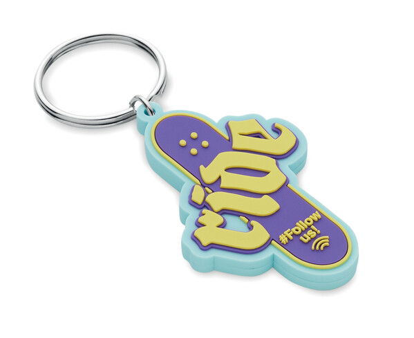 Custom PVC rubber NFC keyring with a single-sided logo design - 50mm / M1 ring / Tissue paper wrapping / Rewritable