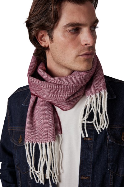 Fringed Scarf - Wine / Natural
