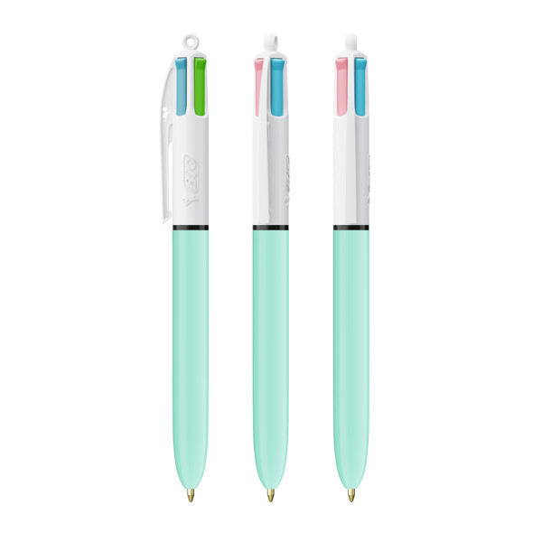 BIC® 4 Colours® Fashion ballpen - Weiß/Hellblau