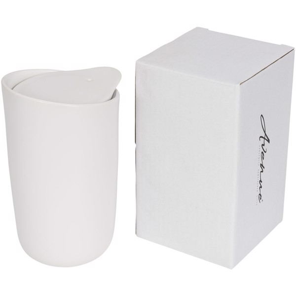 Vaso de cerámica de doble pared de 410 ml "Mysa" - Blanco