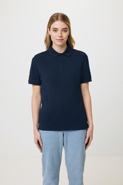 Polo en coton piqué et recyclé Iqoniq Yosemite - Bleu Marine / L