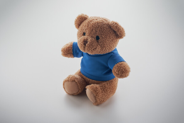 Peluche Ourson t-shirt 23cm Jackie - Bleu