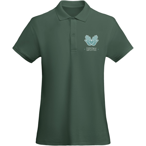 Polo a maniche corte in cotone biologico da donna Prince - Verde bottiglia / M