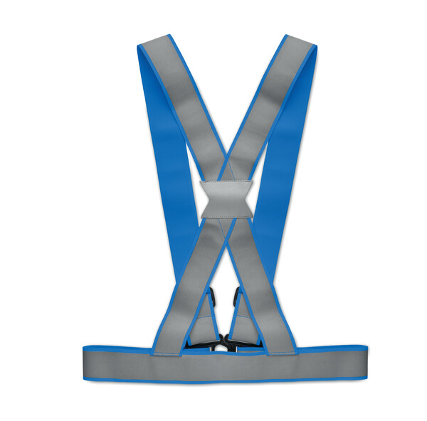 High visibility safety body belt EN17353 - Silver (Blue polyester)