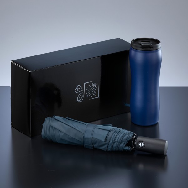 Primo Set: Vacuum Mug 400 ml & Automatic Umbrella