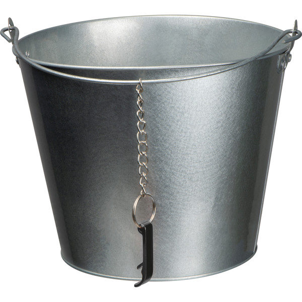 Zinc bucket with bottle opener JULITTA - Silvergrey