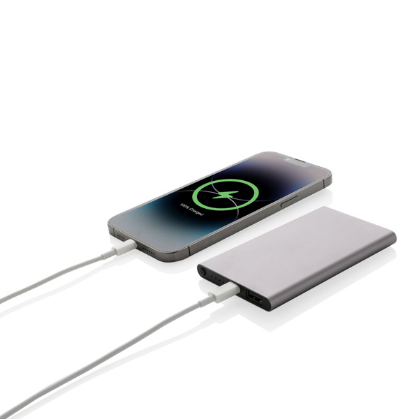Powerbanka 4000mAh s USB C z RCS recykl. plastu a hliníka - Antracitová