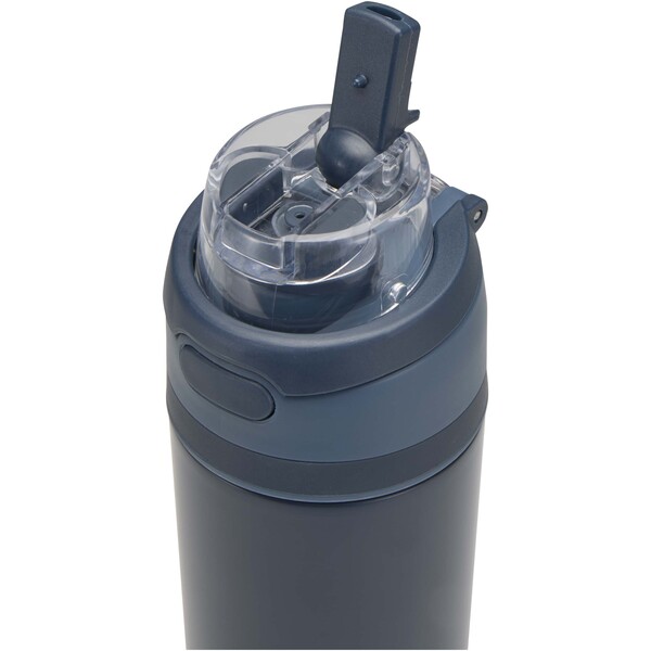 Theron 800 ml RCS recycled single wall stainless steel water bottle with dual function lid - Navy