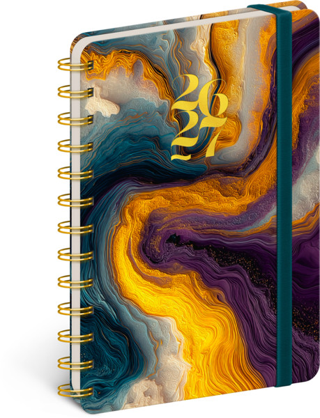 Notique Spirálový 18Měsíční Diář Petito – Barevný Achát 2026/2027, 13 x 18 cm - Východní