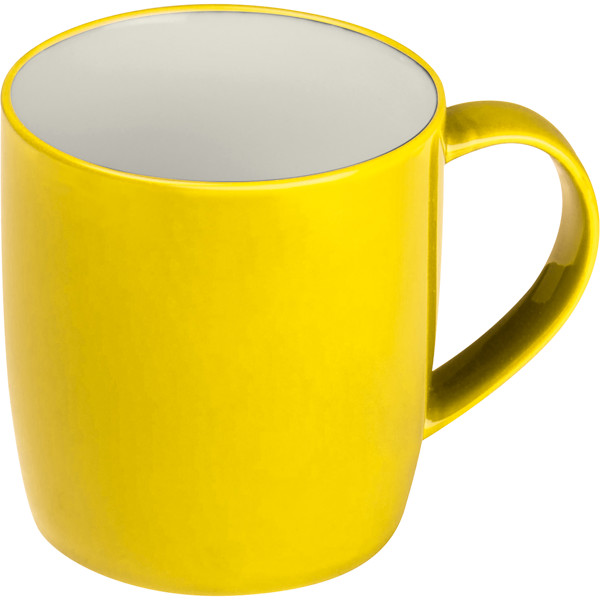 Porcelain cup, white inside and coloured outside PIETRO - Yellow