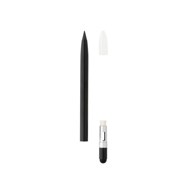 Aluminium inkless pen with eraser - Black
