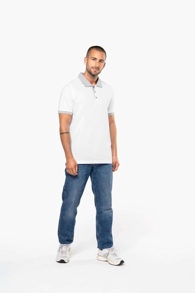 Muška dvobojna piqué polo majica - Bijela / Light Siva / 2XL