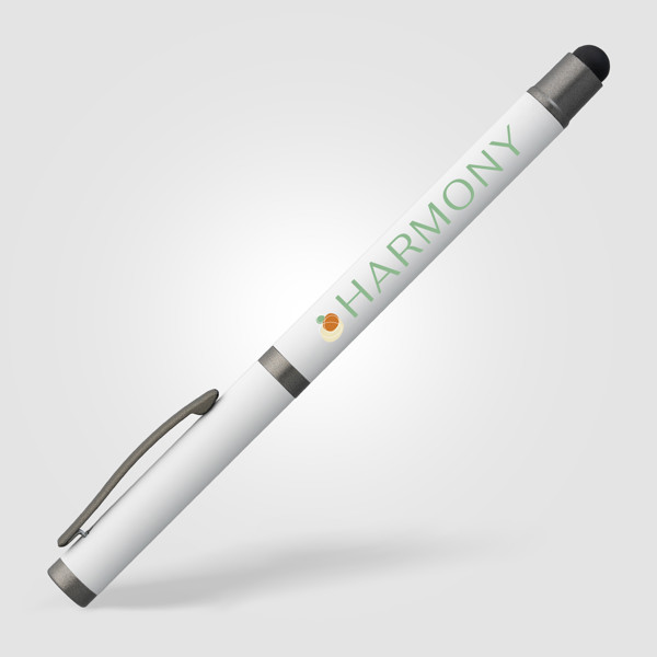 Bowie Recycled Aluminium Stylus Gel Pen - White / 4 Colour inkjet