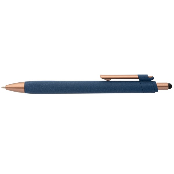 Stylo bille stylet York, plastique recyclé, finition bronze - Bleu marine / Sérigraphie