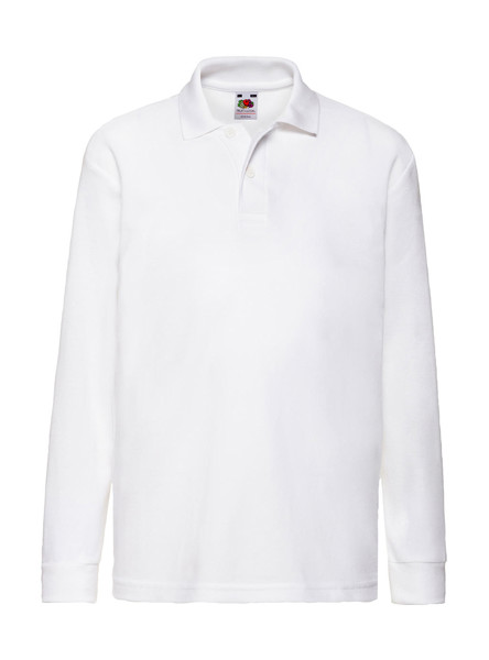 Kids 65 / 35 Long Sleeve Polo - White / 152 (12-13)