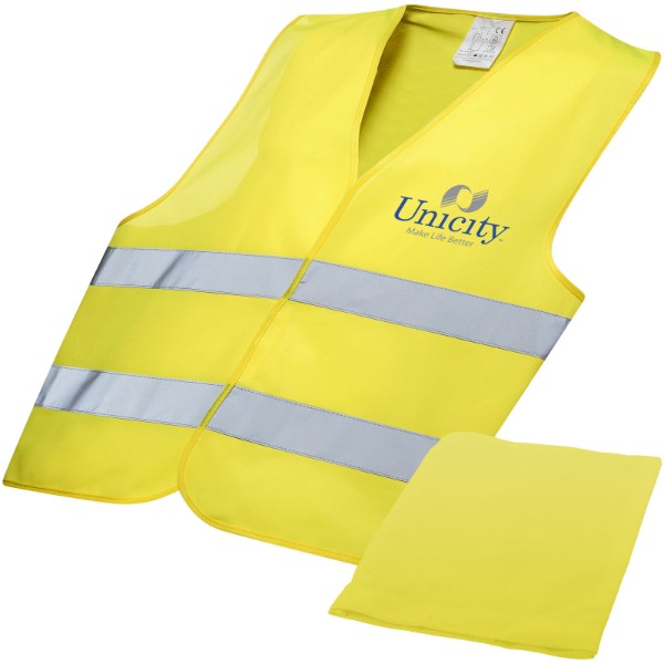 Watch-out XL safety vest in pouch for professional use - Neon Yellow
