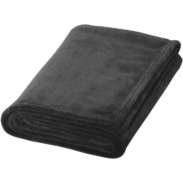 Bay extra soft coral fleece plaid blanket - Solid Black