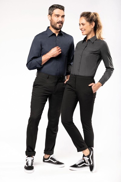 Ladies' Long-Sleeved Cotton Poplin Shirt - White / L