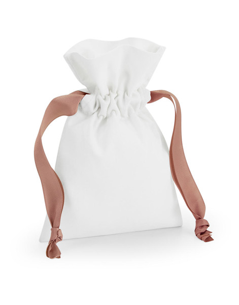 Cotton Gift Bag With Ribbon Drawstring - Soft White / Black / S