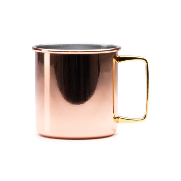 Personalised stainless steel mug 480 ml with copper coating and square gold handle
