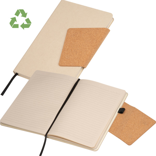 MARTHA Zápisník A5 z recyklovaného kartónu a magnetom - Beige