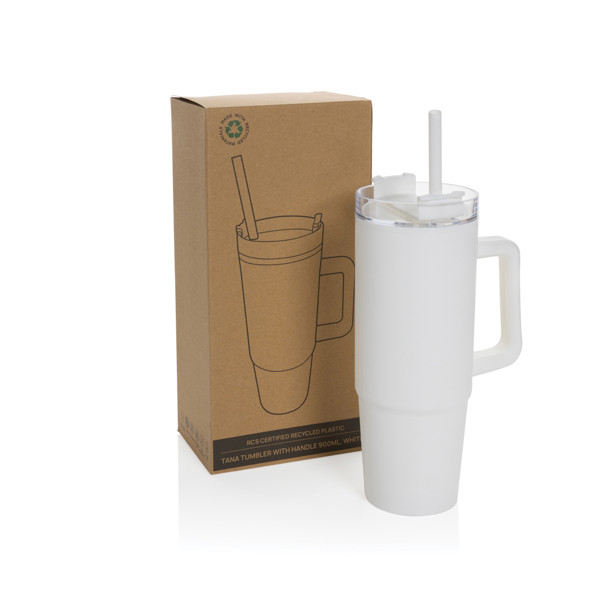 Mug 900ml avec poignée en plastique recyclé RCS Tana - Blanc