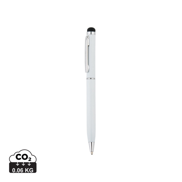 Stylo-stylet fin en métal - Blanc