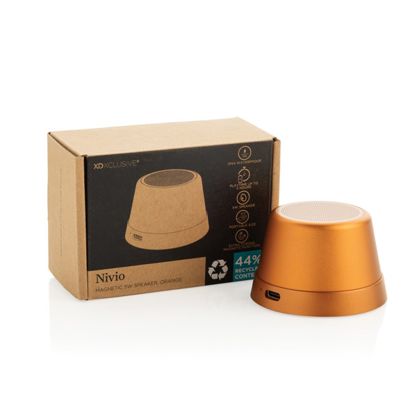 Reproduktor Nivio RCS z recyklovaného hliníku magnetický 5W - Oranžová