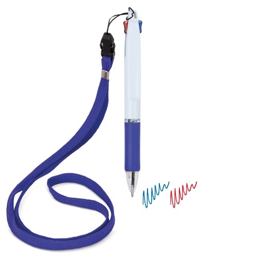 STYLO 2 COULEURS AVEC LANYARD “BISSKAR” - Bleu