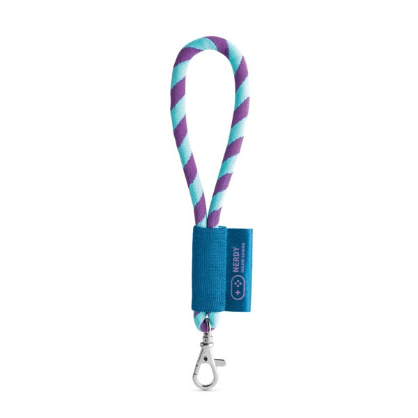 75090. SET Lanyard TUBE Short (Ø 7 mm) com mosquetão de gatilho 9 mm - Roxo / Azul Claro