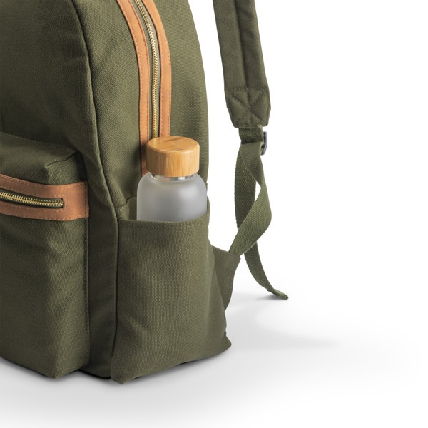 Recycled Canvas Backpack With Padded Notebook Compartment - Dark Green