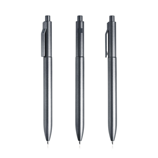 Stylo À Bille En Abs Recyclé, Couleurs Métallisées - Gris Foncé