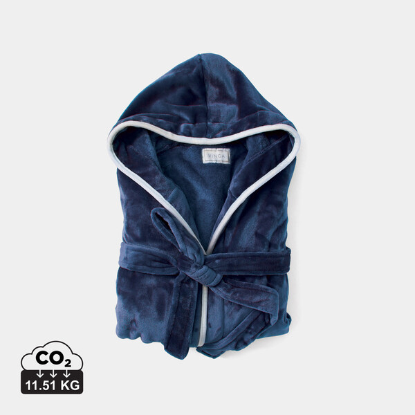 VINGA Peignoir de luxe en peluche RPET GRS Louis taille S-M - Bleu Marine