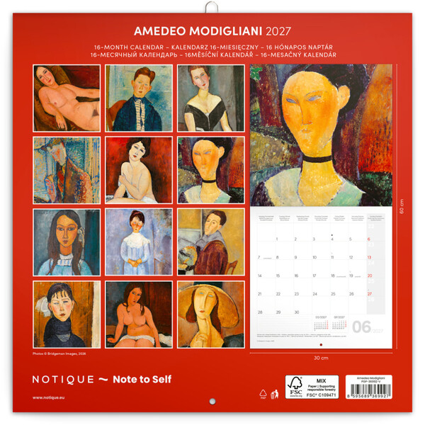 Notique Poznámkový Kalendář Amedeo Modigliani 2027, 30 x 30 cm - Východní