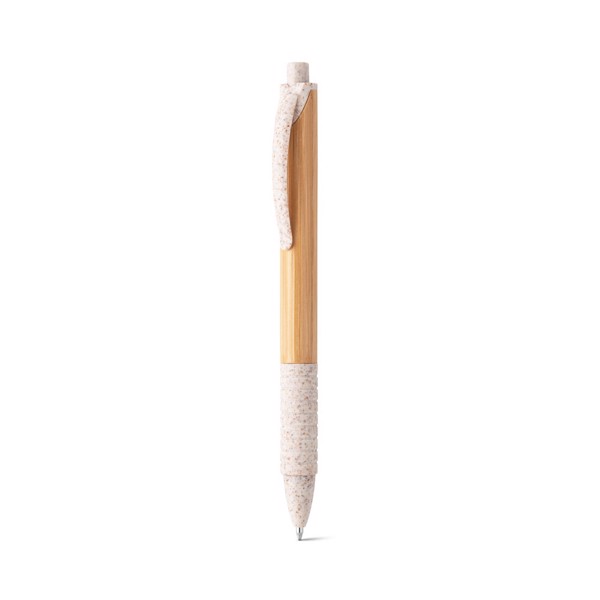 KUMA. Bamboo ball pen with non-slip clip - Light Natural