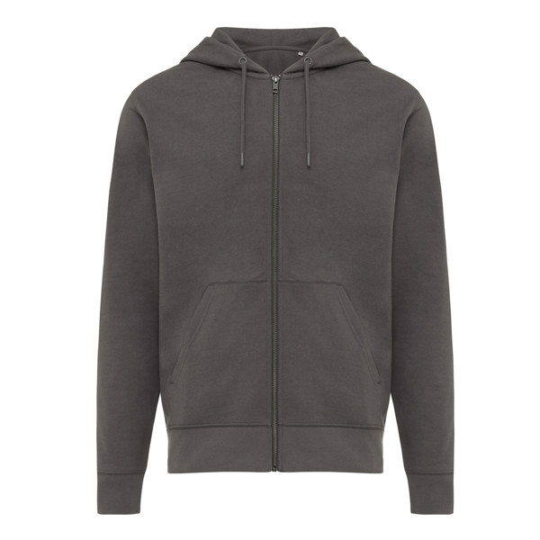 Mikina na zips s kapucňou Iqoniq Abisko z recykl. bavlny - Antracitová / XXL