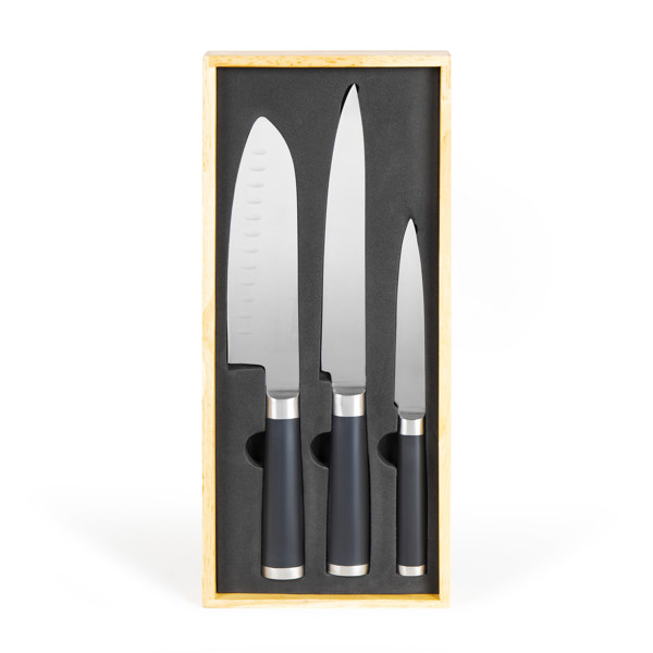 Set de 3 couteaux type japonais en coffret bois