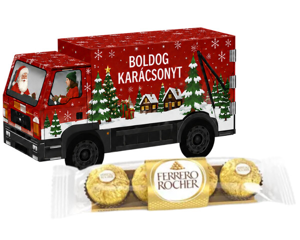 Kis papír kamion Ferrero Rocher csokival