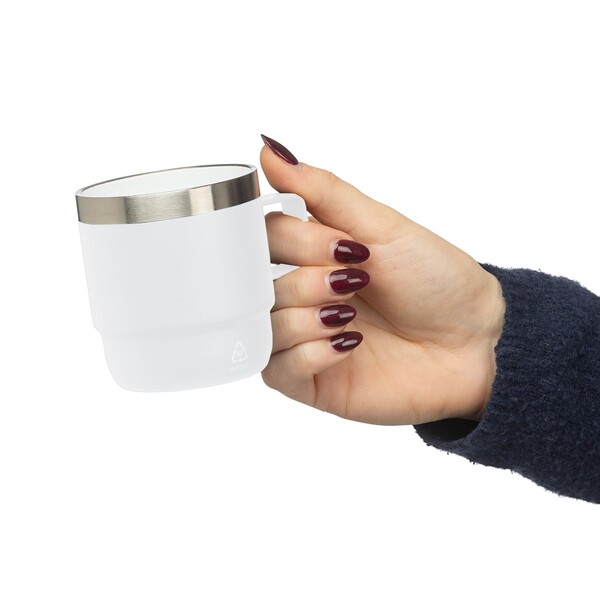 Recycled stainless steel double-walled cup (180 ml) Lilia - White