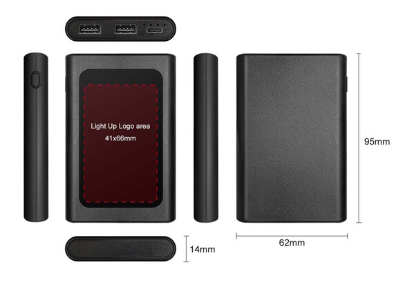 Powerbank 5000 mAh with LED logo
