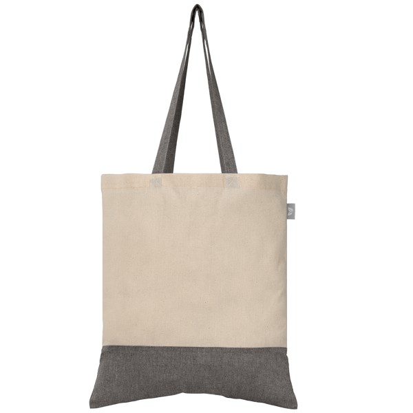 Quebec - 5 oz. Two-Tone Recycled Cotton Tote - Black / Silkscreen