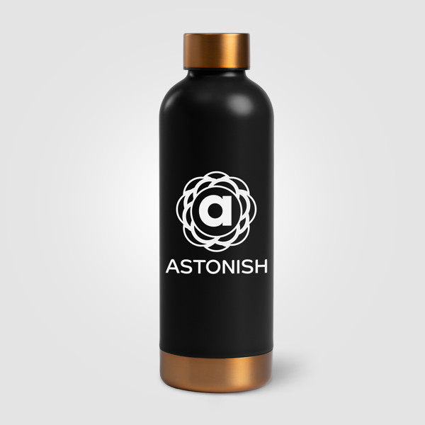 Astrid - 530 ml Double Wall Stainless Steel Bottle - Black / 4 Colour inkjet