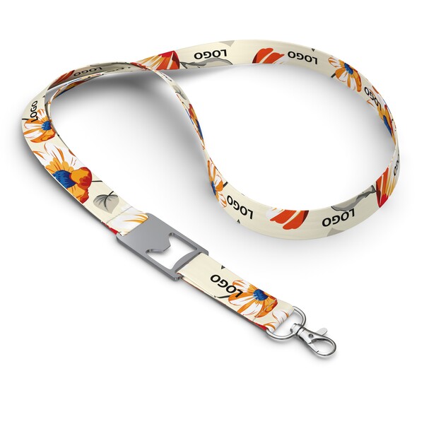 Polyester sublimation lanyard with bottle opener - 20mm width / Metal carabiner