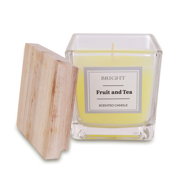 Alcamo scented candle with wooden lid - Colorless