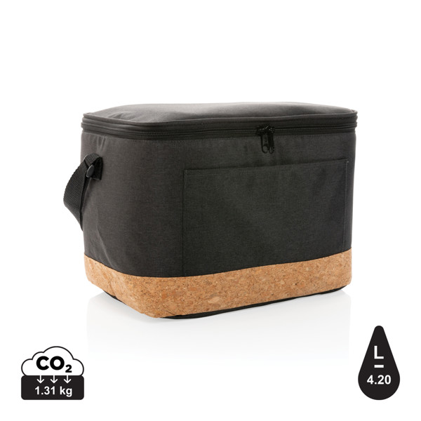 Impact AWARE™ XL RPET two tone cooler bag with cork detail - Black