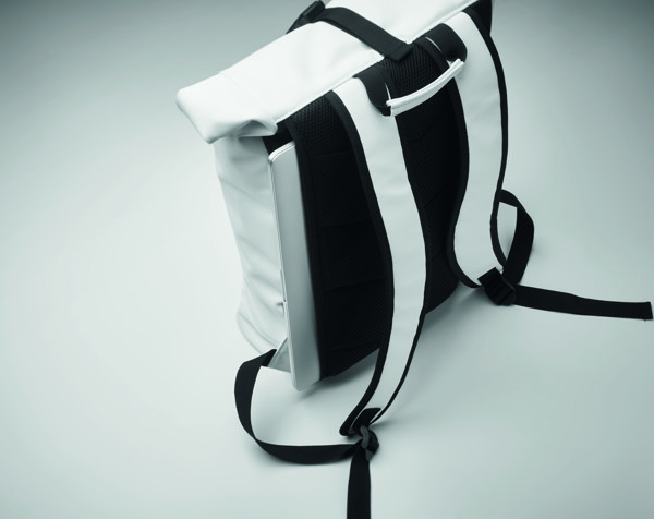 Bai Roll rolltop prenosni nahrbtnik 15 inch, PU - Bela